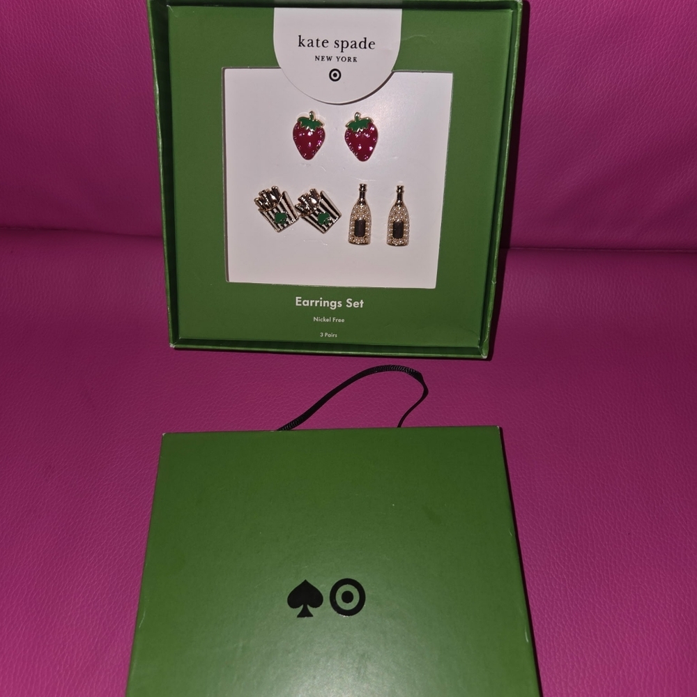 Kate Spade Strawberry and Champagne Earrings Set